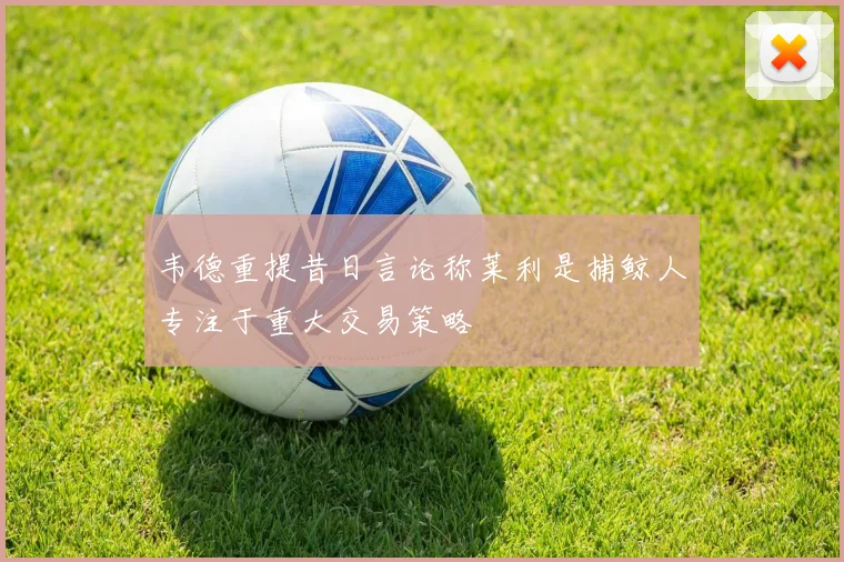 韦德重提昔日言论称莱利是捕鲸人专注于重大交易策略